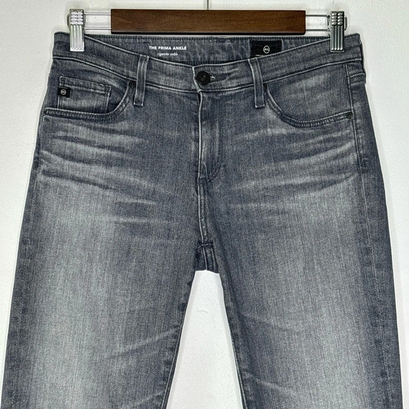 AG Adriano Goldschmied Gray Prima Cigarette Ankle Raw Split Hem Jean Size 27 - Picture 3 of 13